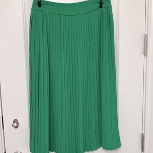 J. Crew Factory Green Pleated Midi Skirt